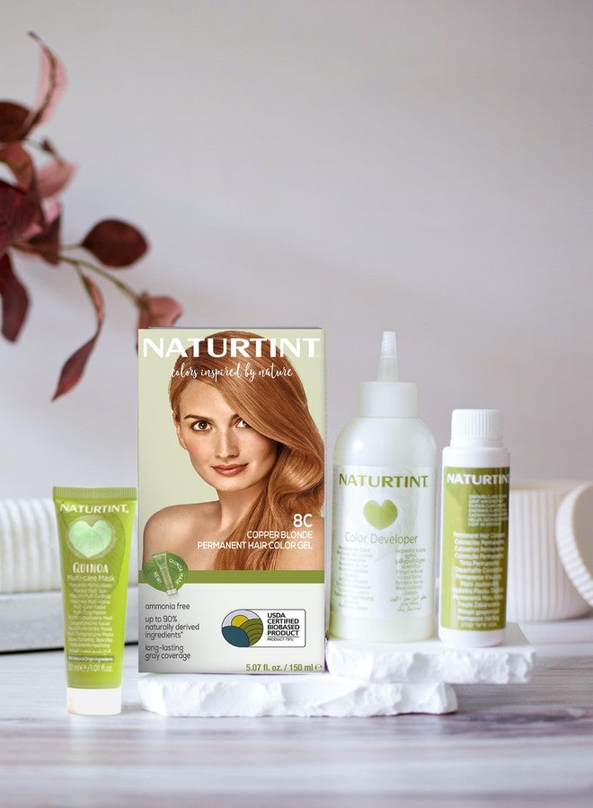 ناتشورتينت صبغة شعر دائمة من ناتورتينت 8C بلون أشقر نحاسي (عبوة من 6 قطع)، خالية من الأمونيا، نباتية، لم تُختبر على الحيوانات، تغطية للشعر الأبيض بنسبة تصل إلى 100%، نتائج تدوم طويلاً (قد يختلف شكل العبوة) - Image 2